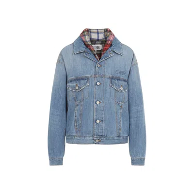Mm6 Maison Margiela Mm6 Mini Sporty Cotton Jacket In Blue