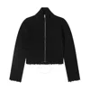 Mm6 Maison Margiela Mm6 Ribbed Knit Cotton Zip-up Cardigan In Black