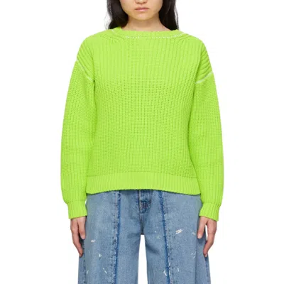 Mm6 Maison Margiela Mm6 Ribbed Knit Crew Neck Sweater In Green