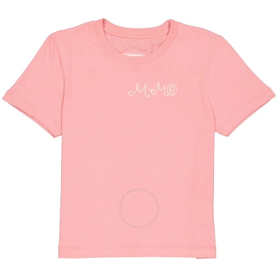 Mm6 Maison Margiela Mm6 Short-sleeve Logo Embroidered T-shirt In Pink