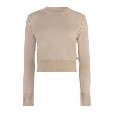 Mm6 Maison Margiela Mm6 Slightly Cropped Fit Sweater With Contrasting Details In Brown