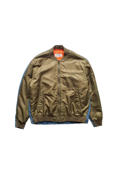 Mm6 Maison Margiela Mm6 Split Denim And Nylon Bomber Jacket