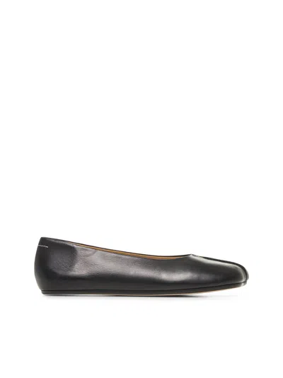 Mm6 Maison Margiela Mm6 Stitch-out Leather Ballerina In Black