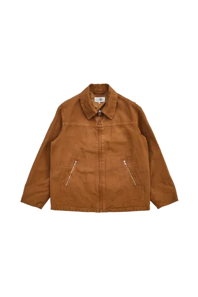 Mm6 Maison Margiela Mm6 Tan Canvas Zip-up Jacket