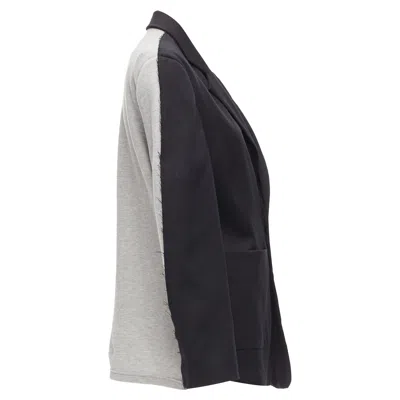 Mm6 Maison Margiela Mm6 Virgin Wool Blend Contrast Back Fray Edge Boxy Blazer In Black