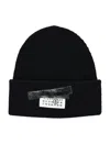 Mm6 Maison Margiela Ribbed Beanie With Logo Tag In Black