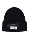 Mm6 Maison Margiela Ribbed Beanie With Logo Tag In Black