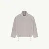 Mm6 Maison Margiela Drawstring Fleece Long-sleeved T-shirt In Gray