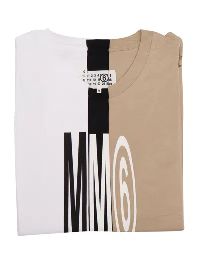 Mm6 Maison Margiela Kids' Mm6t120u Three-pack T-shirt In Brown