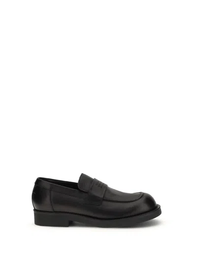 Mm6 Maison Margiela Black Calf Leather Bos Taurus Slip-on Loafers
