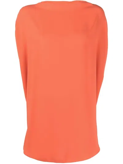 Mm6 Maison Margiela Mock-neck Sleeveless Blouse In Orange