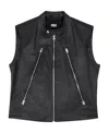 Mm6 Maison Margiela Notched-lapel Leather Gilet In Black