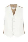 Mm6 Maison Margiela Multicolor Stretch Polyester Blend Vest In White