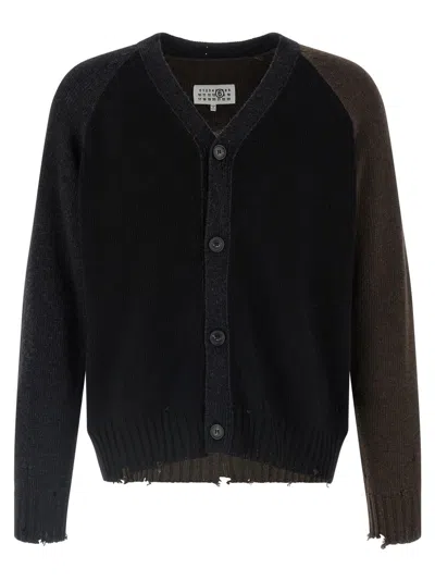 MM6 MAISON MARGIELA MULTICOLOR SUEDE PATCH CARDIGAN