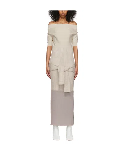 Mm6 Maison Margiela Multicolored Spliced Dress In Nude