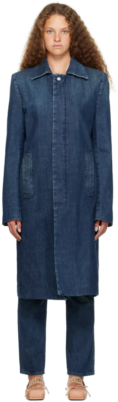 Mm6 Maison Margiela Navy Button Denim Jacket In 961 Medium Blue