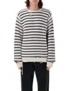 Mm6 Maison Margiela Distressed Striped Crewneck Ribbed