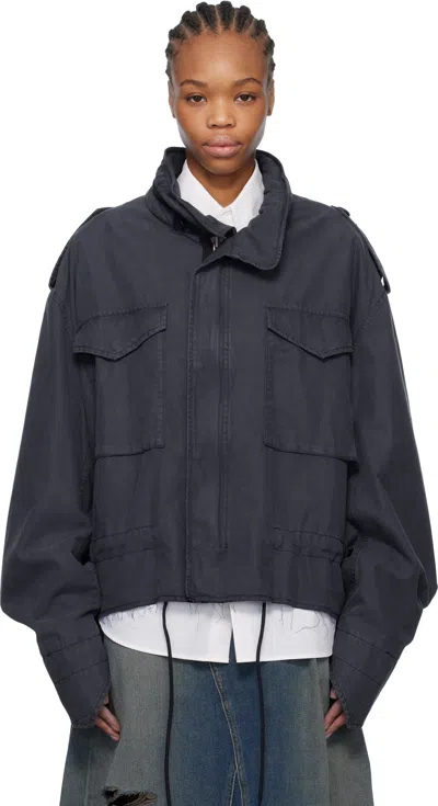 Mm6 Maison Margiela Navy Light Cotton Twill Jacket In 487 Blue