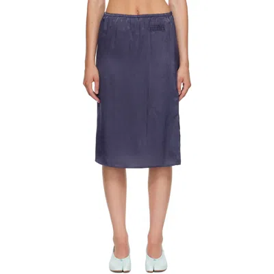 Mm6 Maison Margiela Navy Lining Look Midi Skirt In 524 Midnight Blue