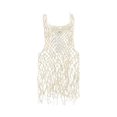 Pre-owned Mm6 Maison Margiela Net Crochet Tank Top 'white' | Women's Size M