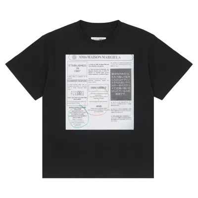 Pre-owned Mm6 Maison Margiela Newspaper Print Tee 'black' | Men's Size L
