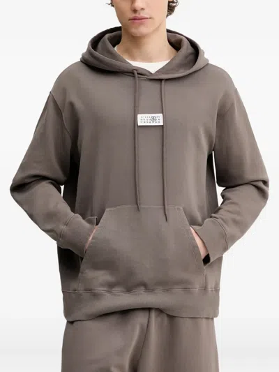 Mm6 Maison Margiela Number-label Hooded Sweatshirt In Brown