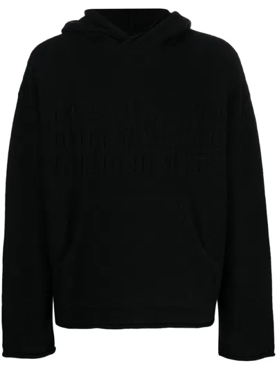 Mm6 Maison Margiela Number-motif Knitted Hoodie In Black