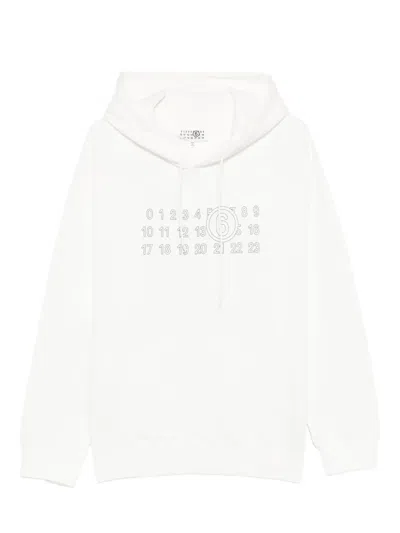 Mm6 Maison Margiela Number-print Hoodie In Neutral