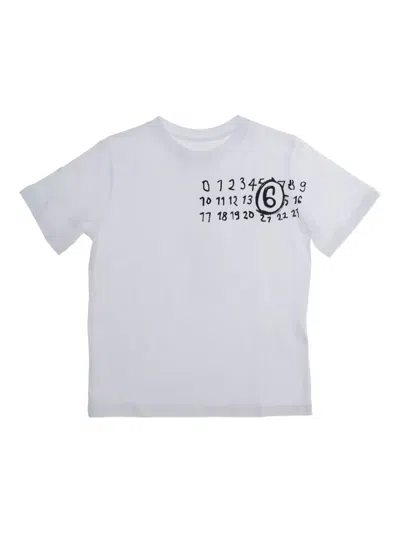 Mm6 Maison Margiela Kids' Number-print T-shirt In White