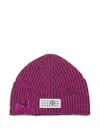 Mm6 Maison Margiela Berretto Beanie In Lana A Coste Con Rotture