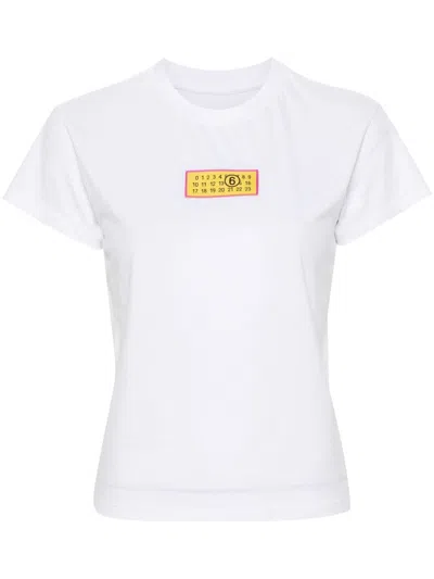 Mm6 Maison Margiela Numbers Appliqué T-shirt In White