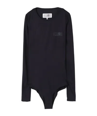 Mm6 Maison Margiela Numbers Bodysuit In Black