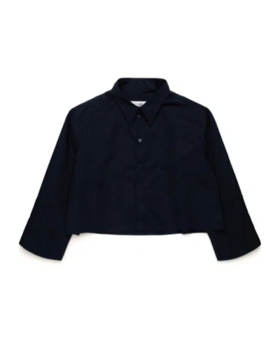 Mm6 Maison Margiela Numbers-embroidered Cotton Shirt In Black