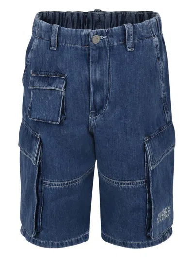 Mm6 Maison Margiela Kids' Numbers-embroidered Shorts In Blue