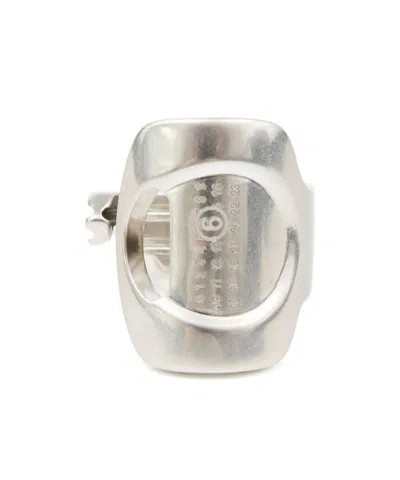 Mm6 Maison Margiela Numbers-engraved Cut-out Ring In White