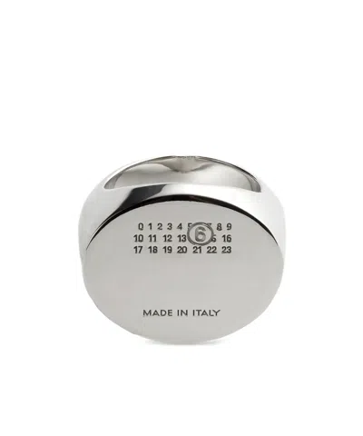 Mm6 Maison Margiela Numbers-engraved Signet Ring In Silver