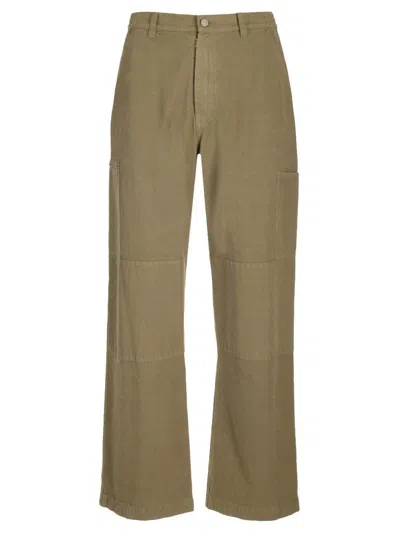 Mm6 Maison Margiela Green Embroidered-logo Trousers