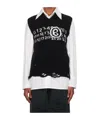 Mm6 Maison Margiela Numbers-intarsia Vest In Black