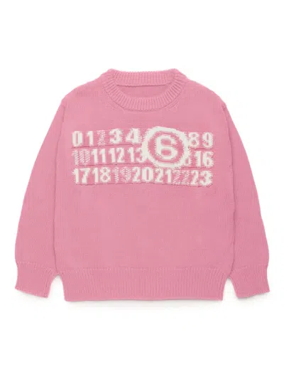 Mm6 Maison Margiela Kids' Numbers Jumper In Rosa