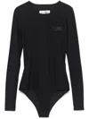 Mm6 Maison Margiela Mm6 By Maison Margiela Long-sleeved Bodysuit With Minimalist Branding In Black