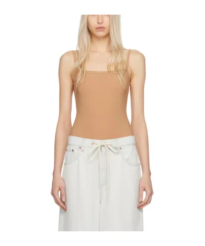 Mm6 Maison Margiela Numbers-motif Bodysuit In Brown