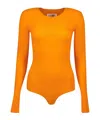Mm6 Maison Margiela Orange Lycra Jersey Bodysuit In Orange