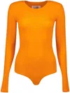 Mm6 Maison Margiela Orange Lycra Jersey Bodysuit In Orange