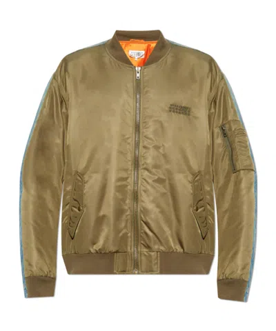 Mm6 Maison Margiela Numbers-motif Bomber Jacket In Green