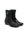 Mm6 Maison Margiela Knit Ankle Boots W/logo In Black