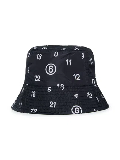 Mm6 Maison Margiela Kids' Numbers-motif Bucket Hat In Black