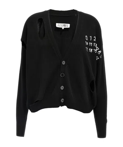 Mm6 Maison Margiela Numbers-motif Cardigan In Black