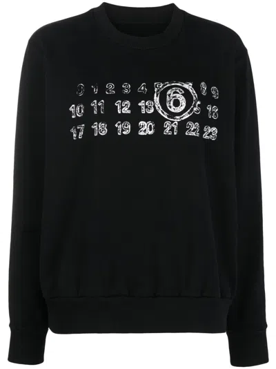 Mm6 Maison Margiela Logo-print Cotton Hoodie In Nero