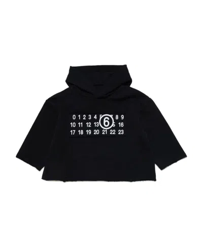 Mm6 Maison Margiela Kids' Hoodie Mit Nummern-motiv In Black