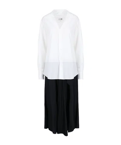 Mm6 Maison Margiela Numbers-motif Cotton Maxi Dress In White